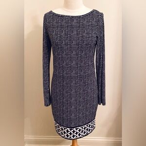 MICHAEL Michael Kors Nezla Black White Geometric SZ M Modern Edge Elegant Dress